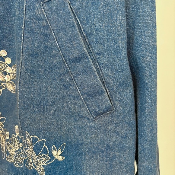 ALIA Embellished Denim Jacket with Rhinestones – Size 12 - Picture 5 of 9